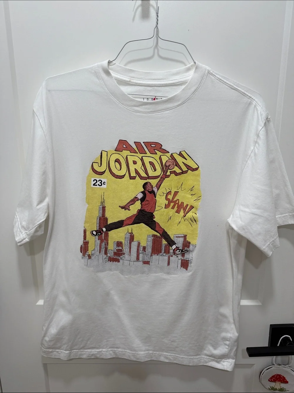 Air Jordan White Tee with Red Jumpman Logo